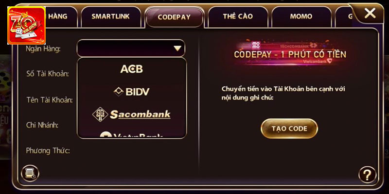 Các bước nạp tiền cho tân binh